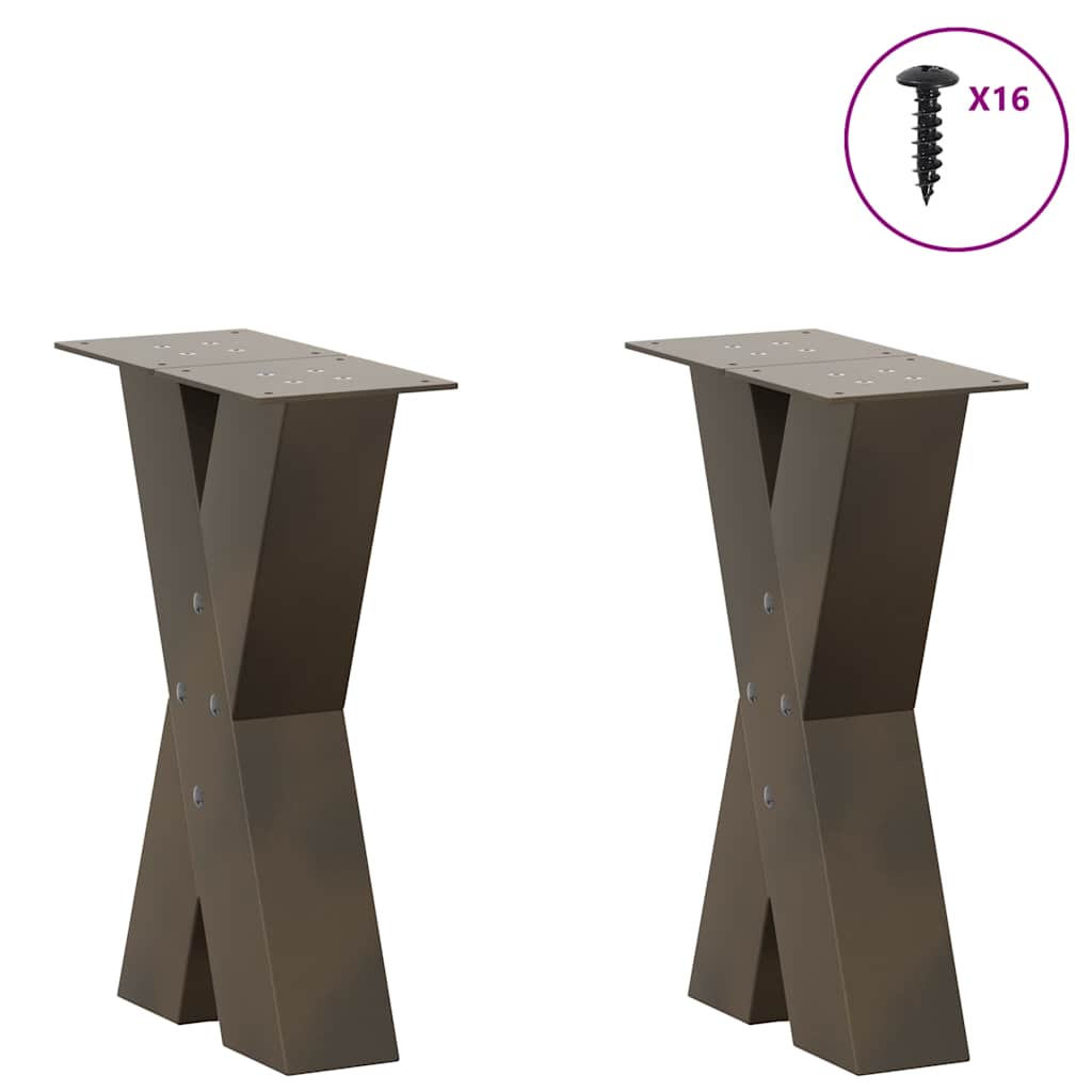 Gambe Tavolino Caffè a X 2 pz Naturale 38x(42-43) cm Acciaio - homemem39
