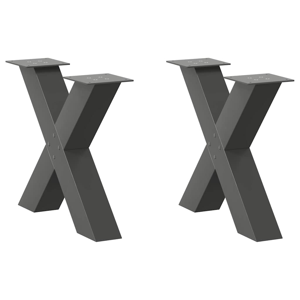 Gambe Tavolino Caffè a X 2 pz Antracite 50x(42-43) cm Acciaio - homemem39