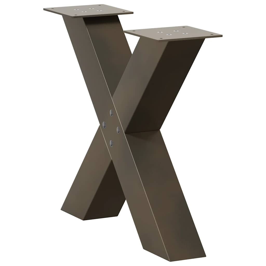 Gambe Tavolino Caffè a X 2 pz Naturale 50x(42-43) cm Acciaio - homemem39