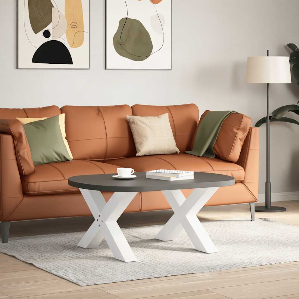 Gambe Tavolino Caffè a X 2 pz Bianco 70x(42-43) cm Acciaio - homemem39