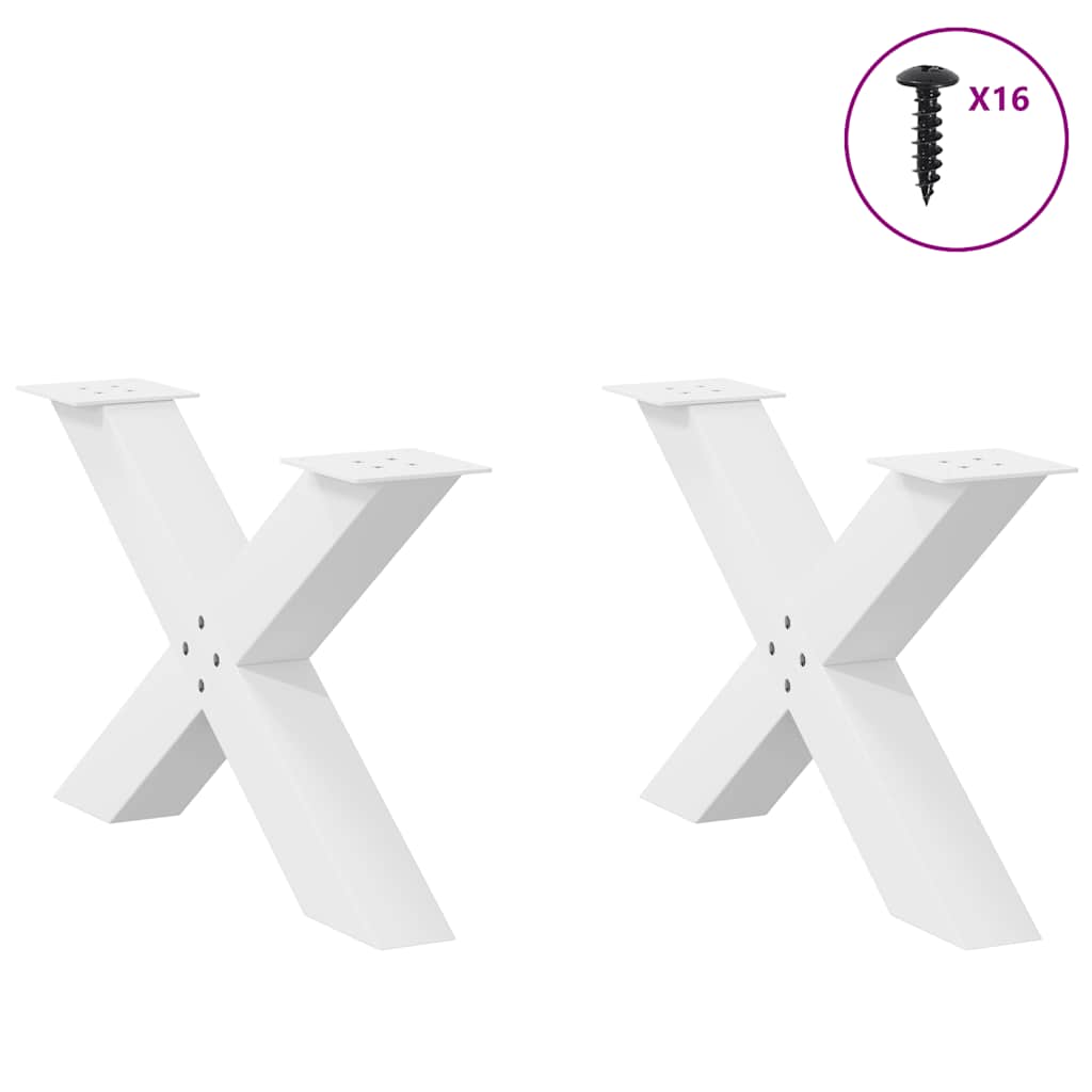 Gambe Tavolino Caffè a X 2 pz Bianco 70x(42-43) cm Acciaio - homemem39
