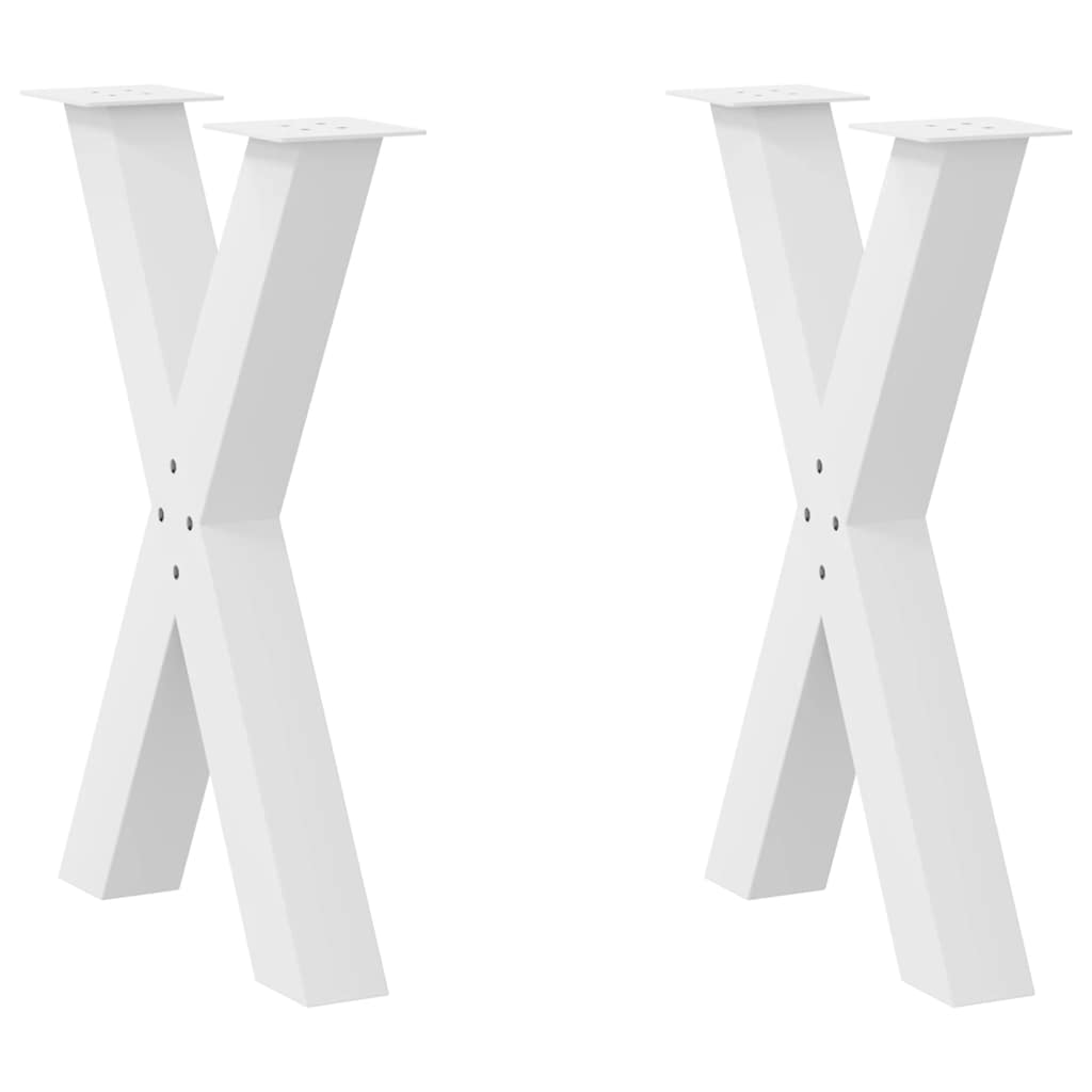 Gambe Tavolo Pranzo Forma X 2pz Bianco 50x(72-73)cm Acciaio