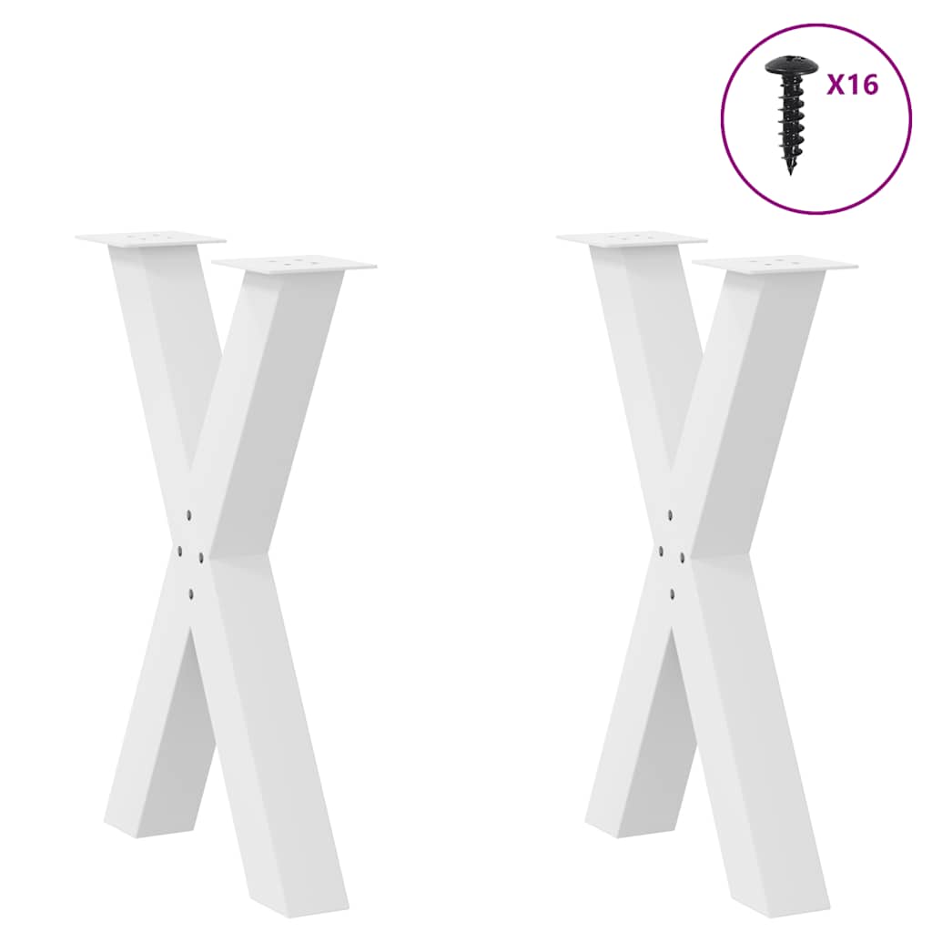 Gambe Tavolo Pranzo Forma X 2pz Bianco 50x(72-73)cm Acciaio