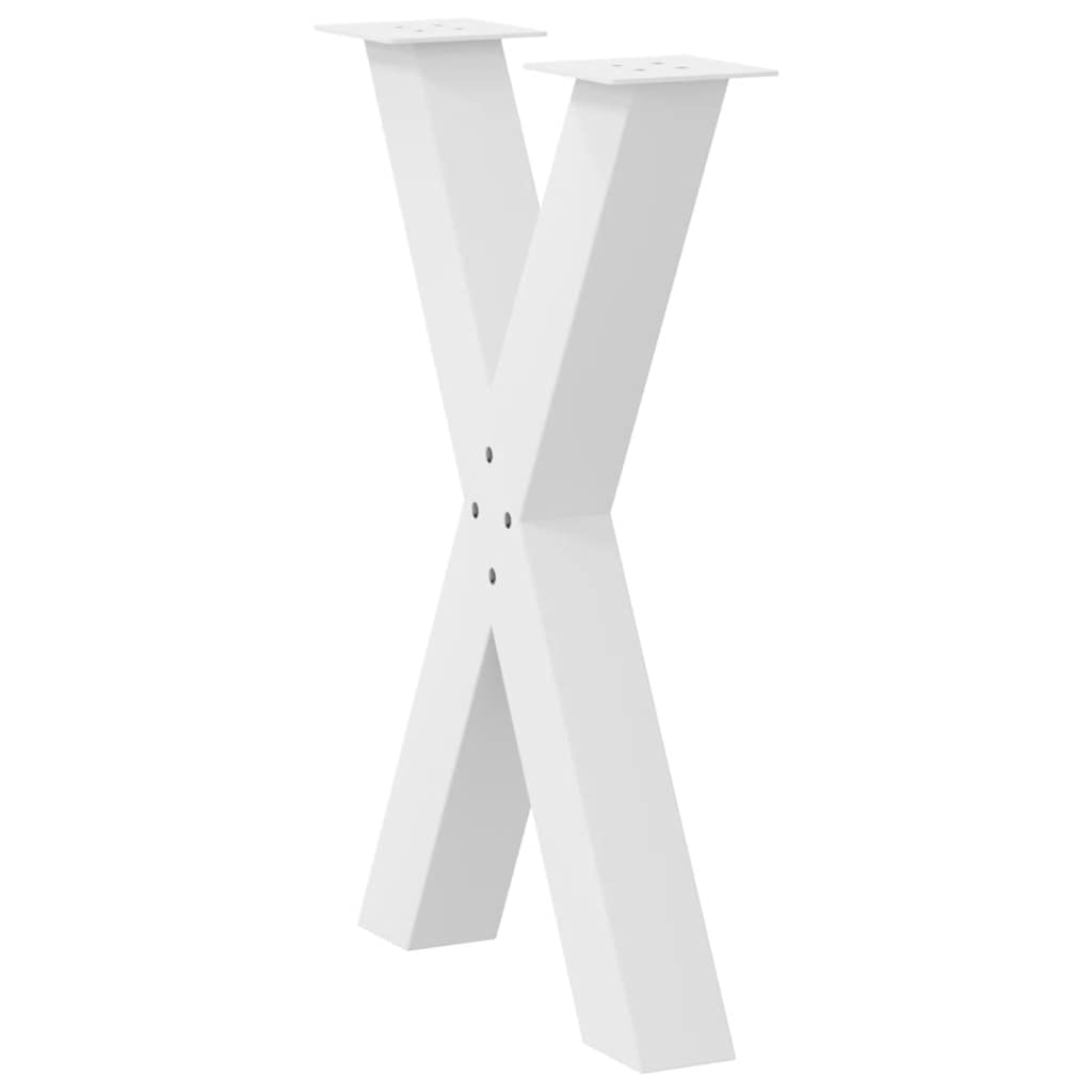 Gambe Tavolo Pranzo Forma X 2pz Bianco 50x(72-73)cm Acciaio