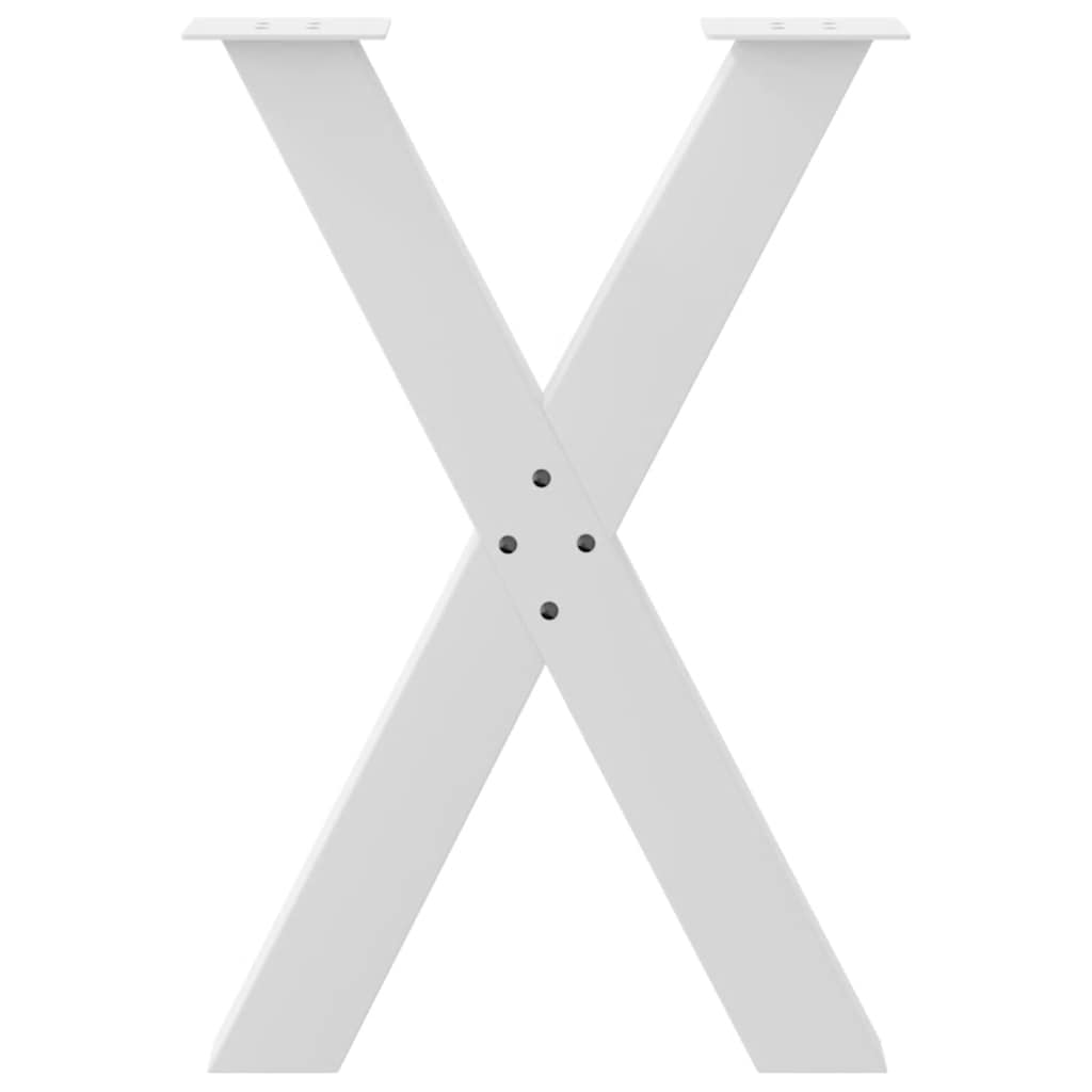 Gambe Tavolo Pranzo Forma X 2pz Bianco 50x(72-73)cm Acciaio