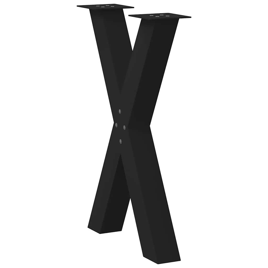 Gambe Tavolo Pranzo a Forma X 2 pz Nero 60x(72-73) cm Acciaio - homemem39
