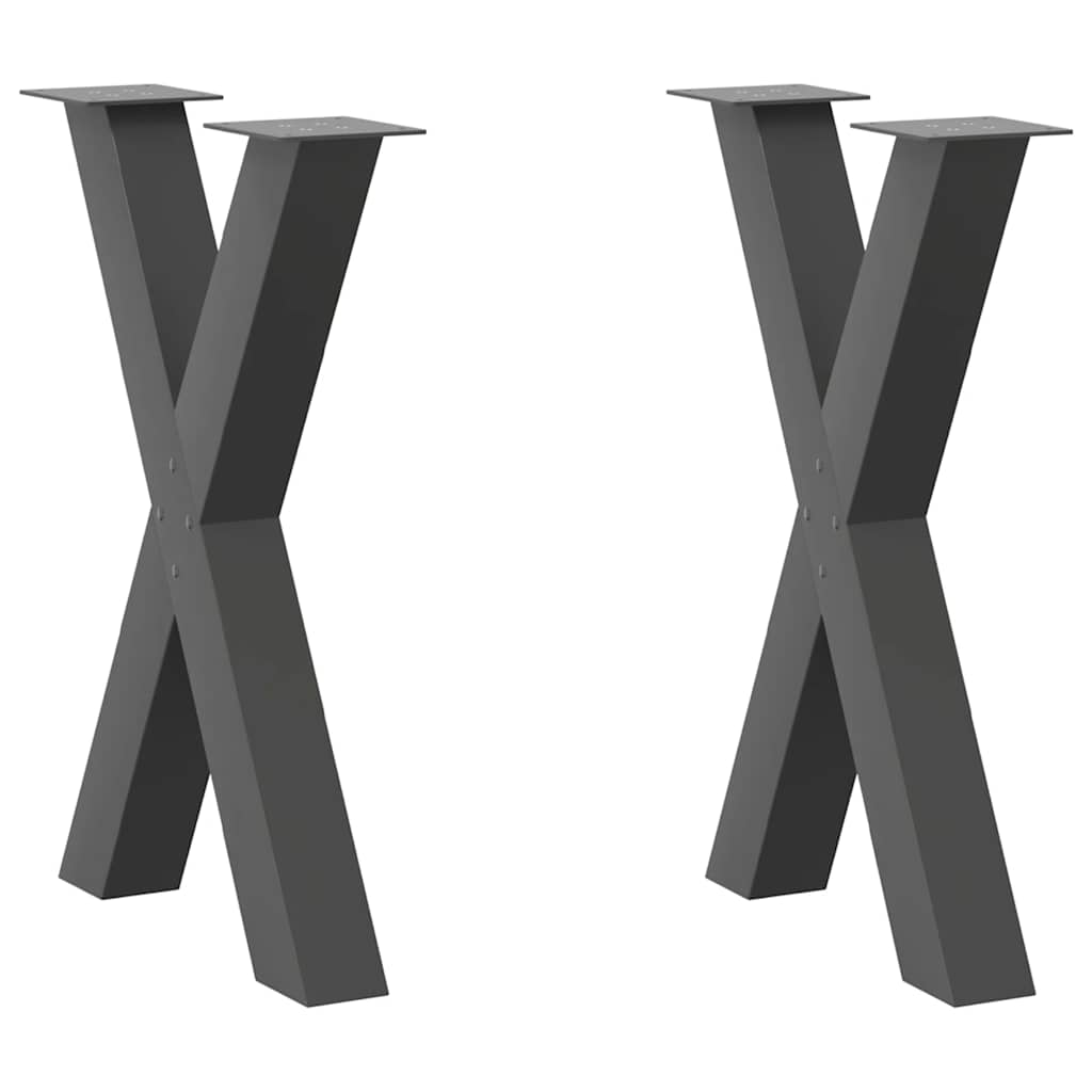 Gambe Tavolo Pranzo a X 2 pz Antracite 60x(72-73) cm Acciaio - homemem39