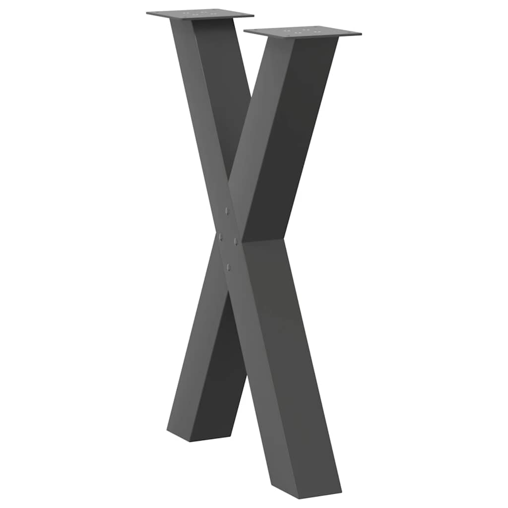 Gambe Tavolo Pranzo a X 2 pz Antracite 60x(72-73) cm Acciaio - homemem39