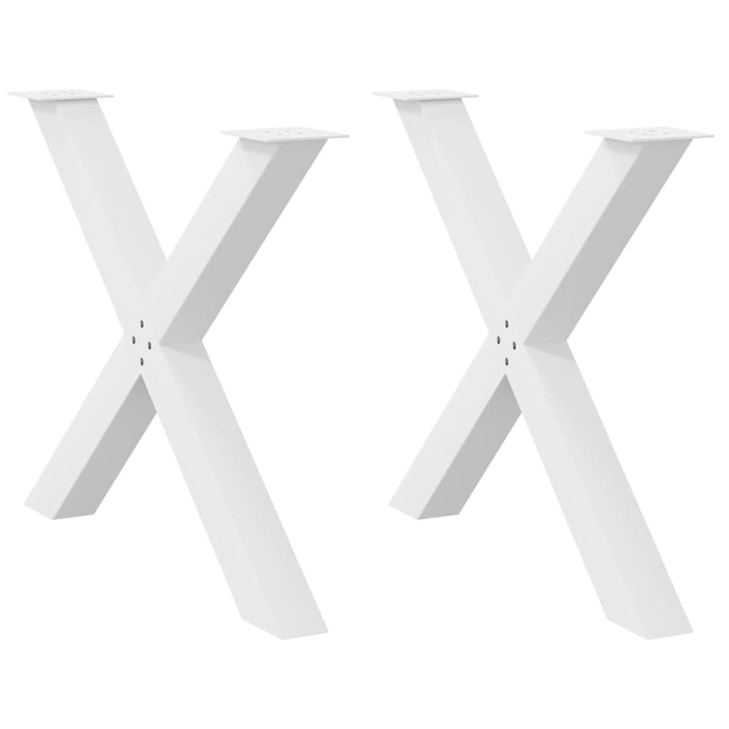 Gambe Tavolo Pranzo Forma X 2pz Bianco 90x(72-73)cm Acciaio