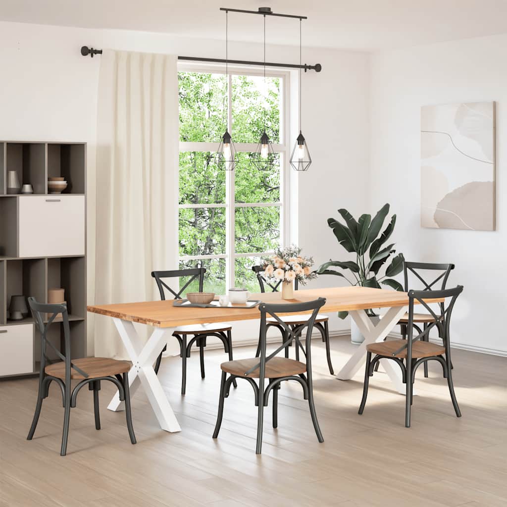 Gambe Tavolo Pranzo Forma X 2pz Bianco 90x(72-73)cm Acciaio
