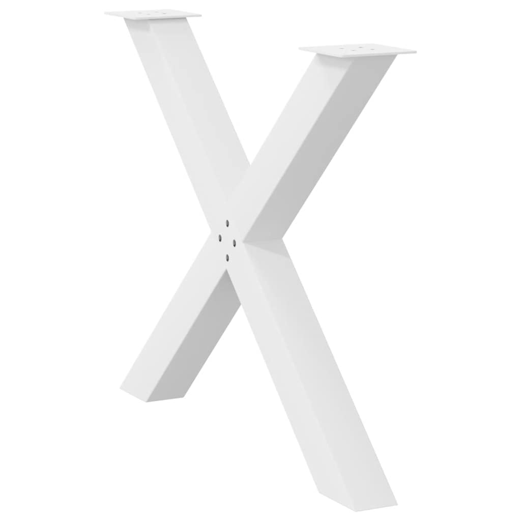 Gambe Tavolo Pranzo Forma X 2pz Bianco 90x(72-73)cm Acciaio