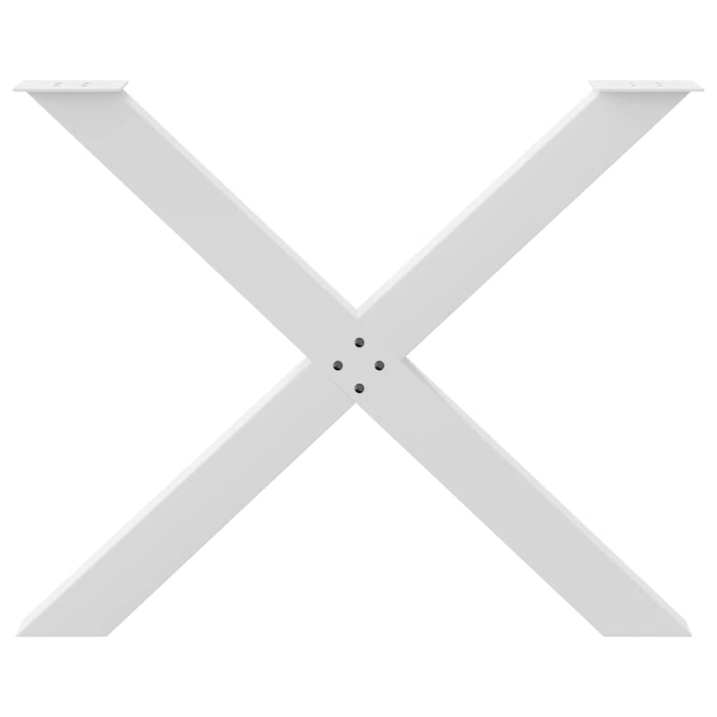 Gambe Tavolo Pranzo Forma X 2pz Bianco 90x(72-73)cm Acciaio