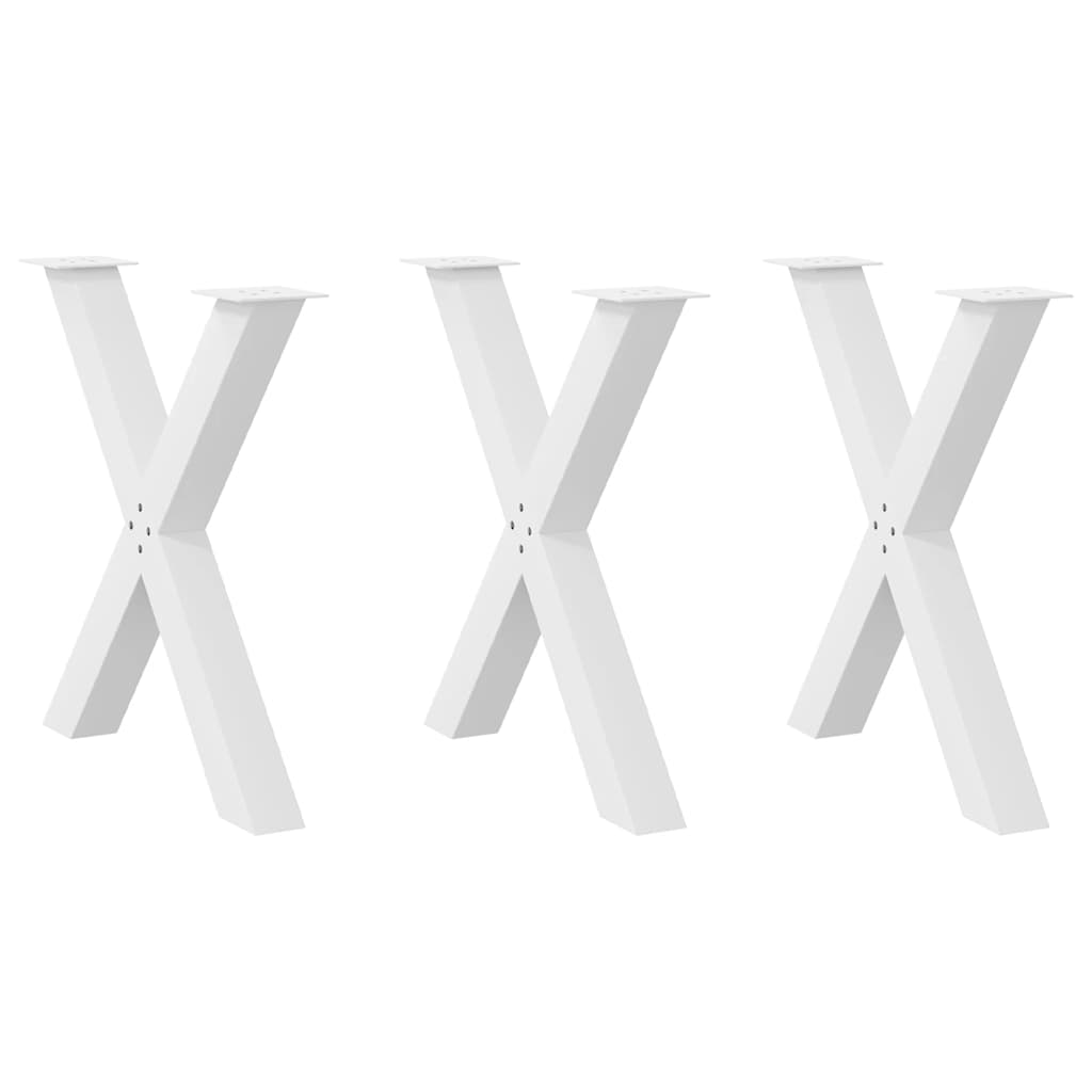 Gambe Tavolo Pranzo a X 3 pz Bianco 70x(72-73) cm Acciaio - homemem39