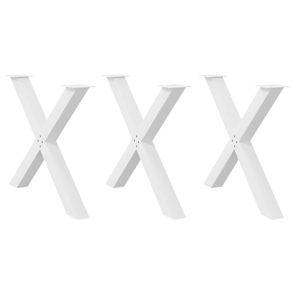 Gambe Tavolo Pranzo a X 3 pz Bianco 90x(72-73) cm Acciaio - homemem39