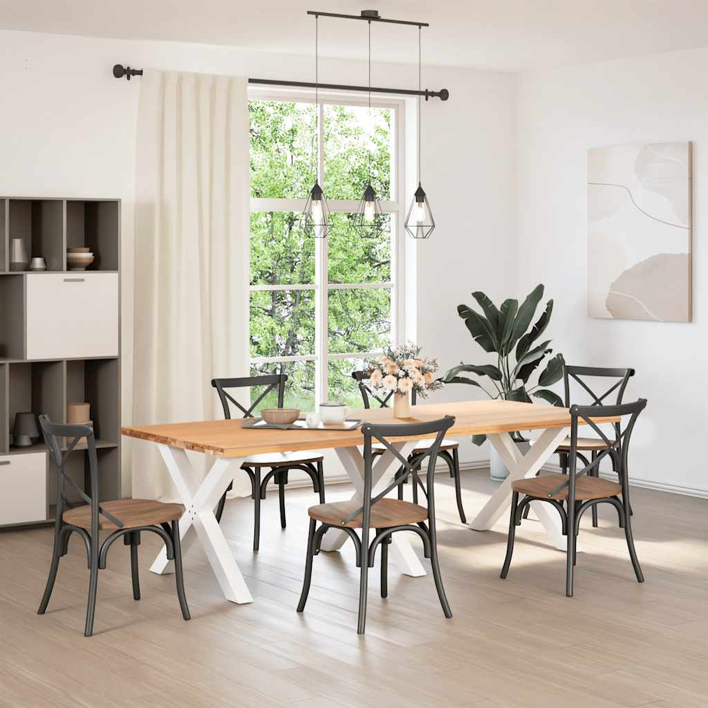 Gambe Tavolo Pranzo a X 3 pz Bianco 90x(72-73) cm Acciaio - homemem39
