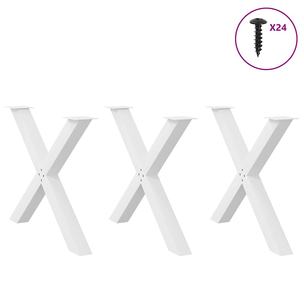 Gambe Tavolo Pranzo a X 3 pz Bianco 90x(72-73) cm Acciaio - homemem39