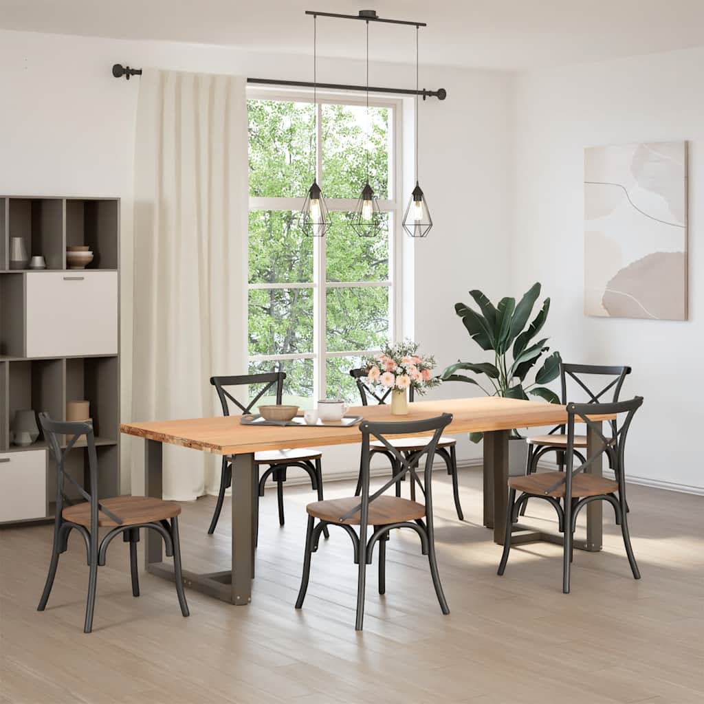 Gambe Tavolo Pranzo a T 2 pz Naturale 90x35x(72-73) cm Acciaio - homemem39