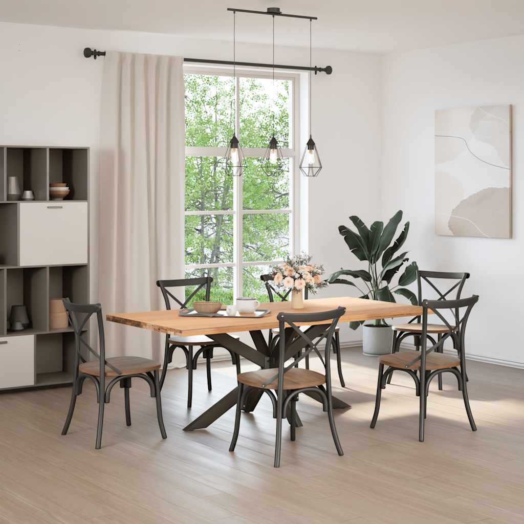 Tavolo da Pranzo con Gamba a Forma di Ragno Naturale Acciaio - homemem39