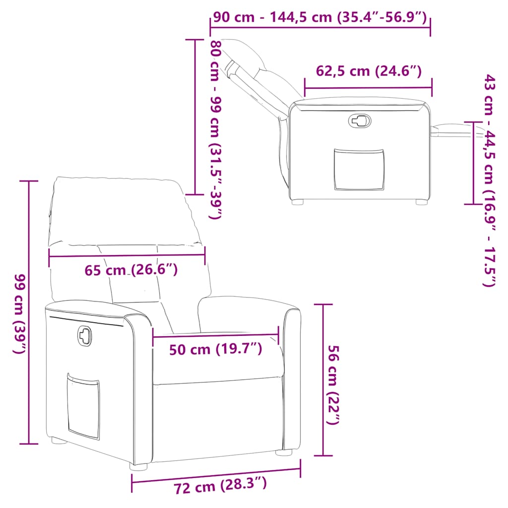 Poltrona Reclinabile in Tessuto Nero - homemem39