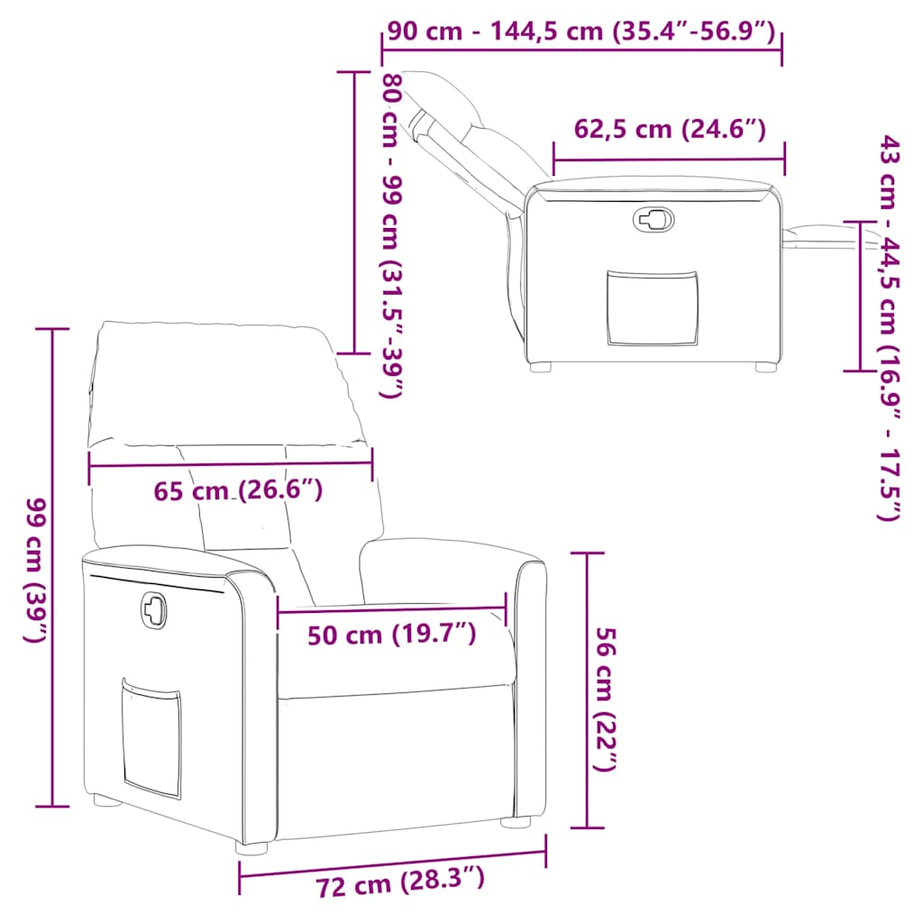 Poltrona Reclinabile Crema in Tessuto di Microfibra