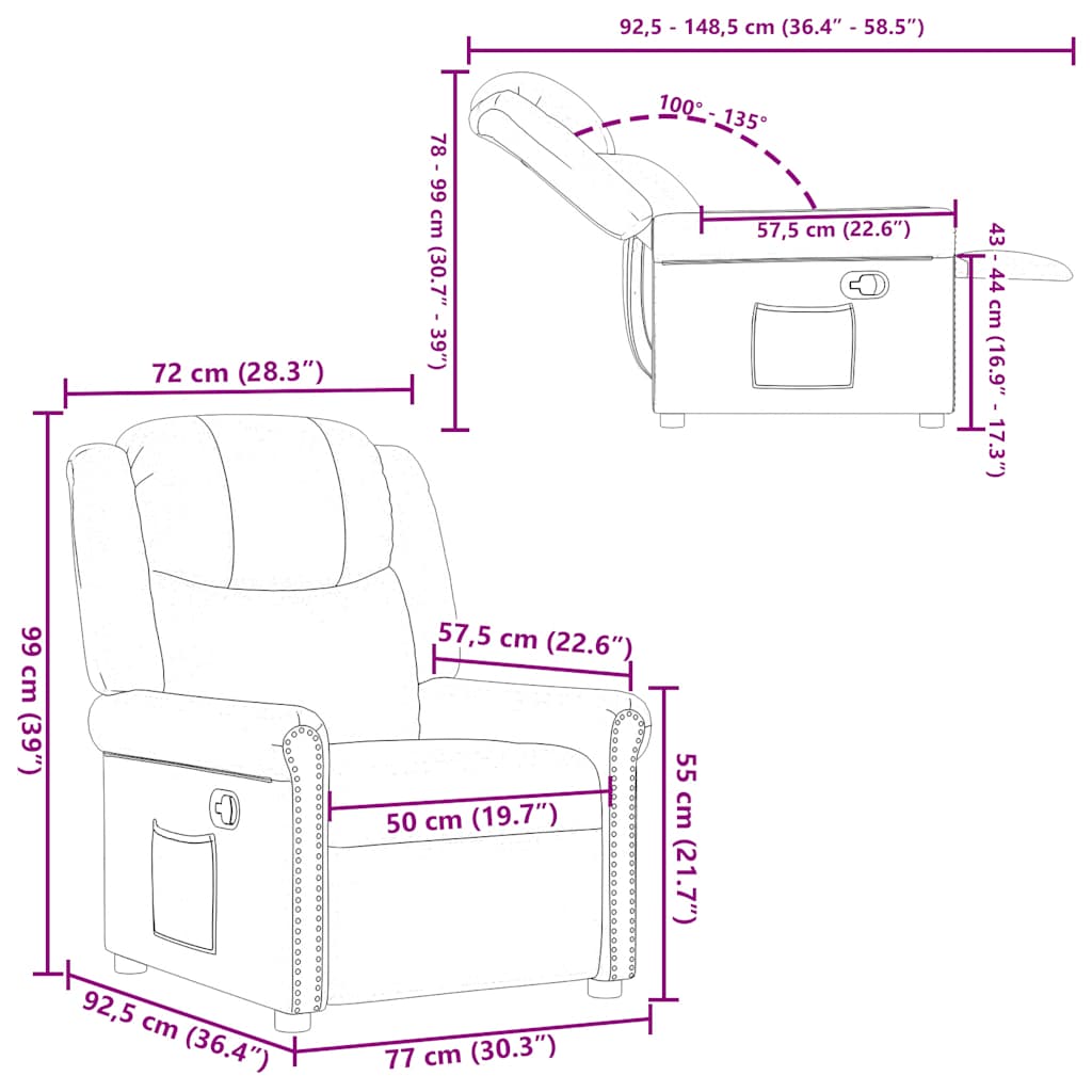 Poltrona Reclinabile Nero Lucido Similpelle - homemem39