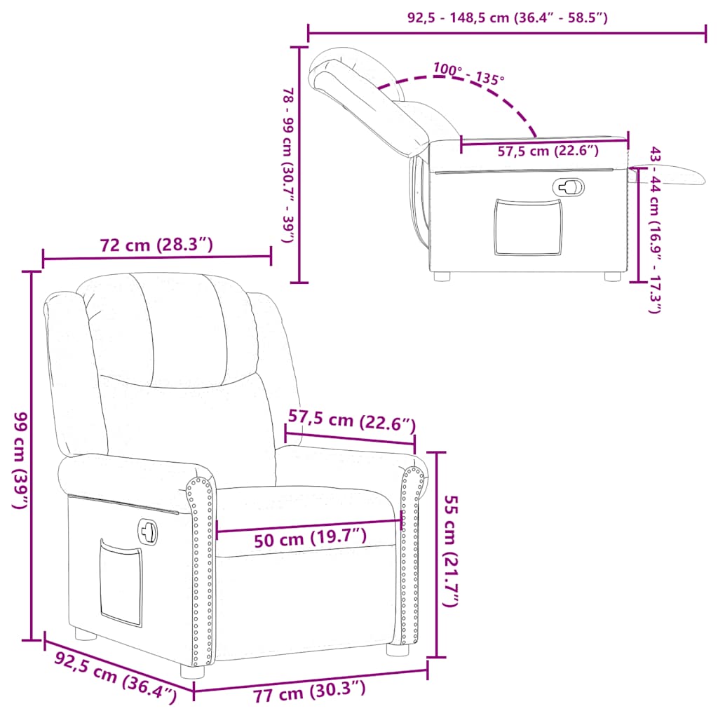 Poltrona Reclinabile Marrone lucido Similpelle - homemem39