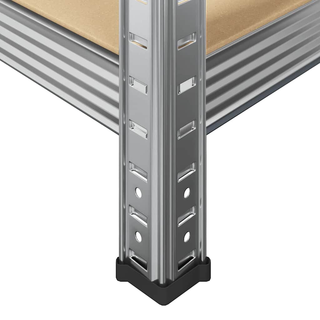 Scaffali Resistenti 5 Ripiani 4pz Argento Acciaio e Multistrato - homemem39