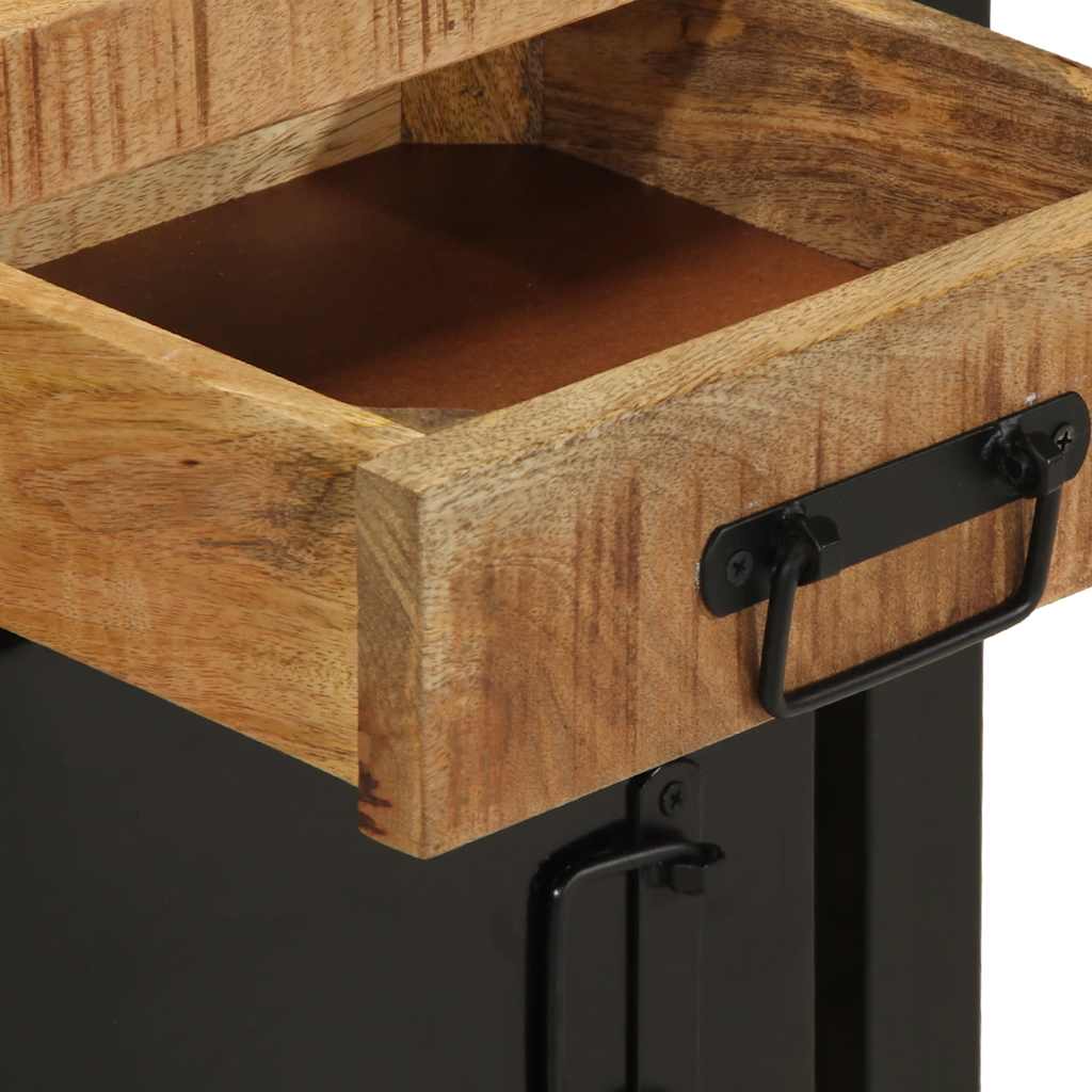 Comodini 2 pz in Legno Massello di Mango Grezzo