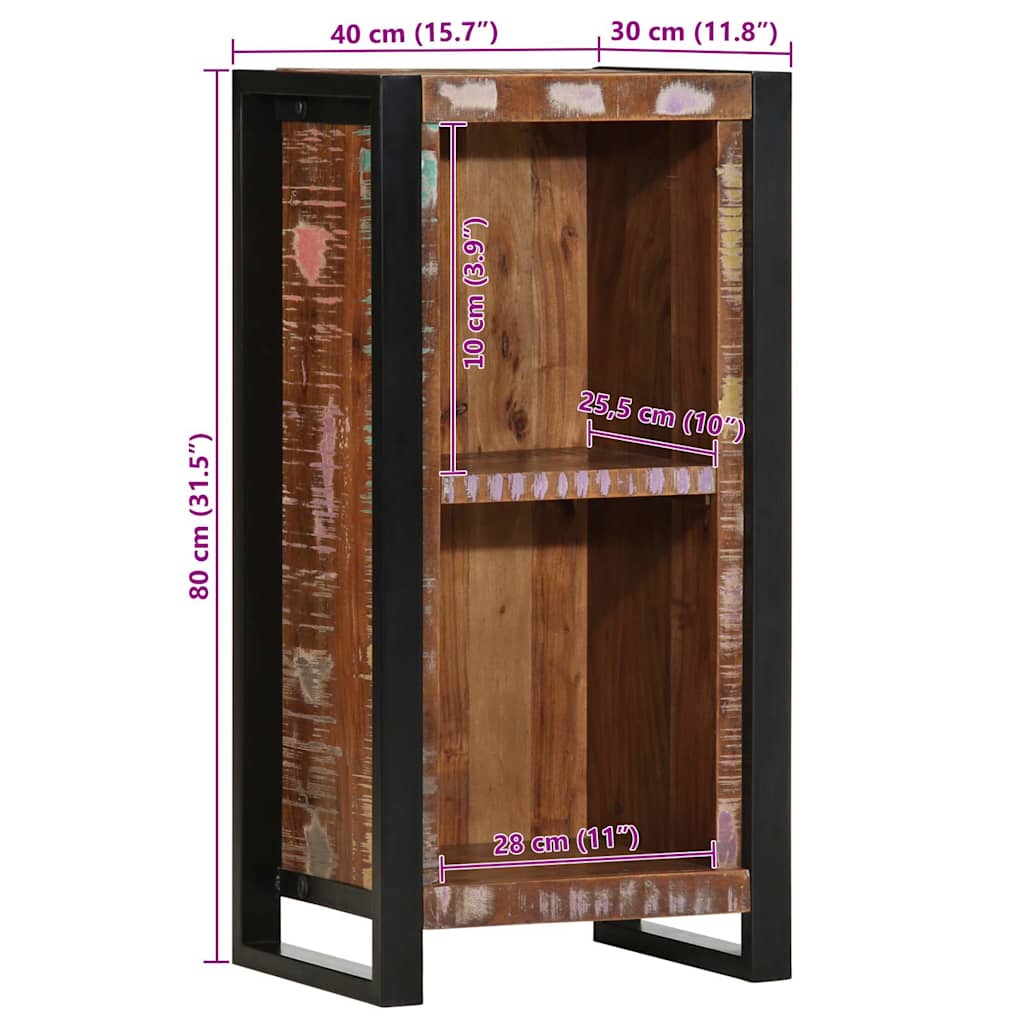Comodino 40x30x80 cm in Legno Massello di Recupero - homemem39