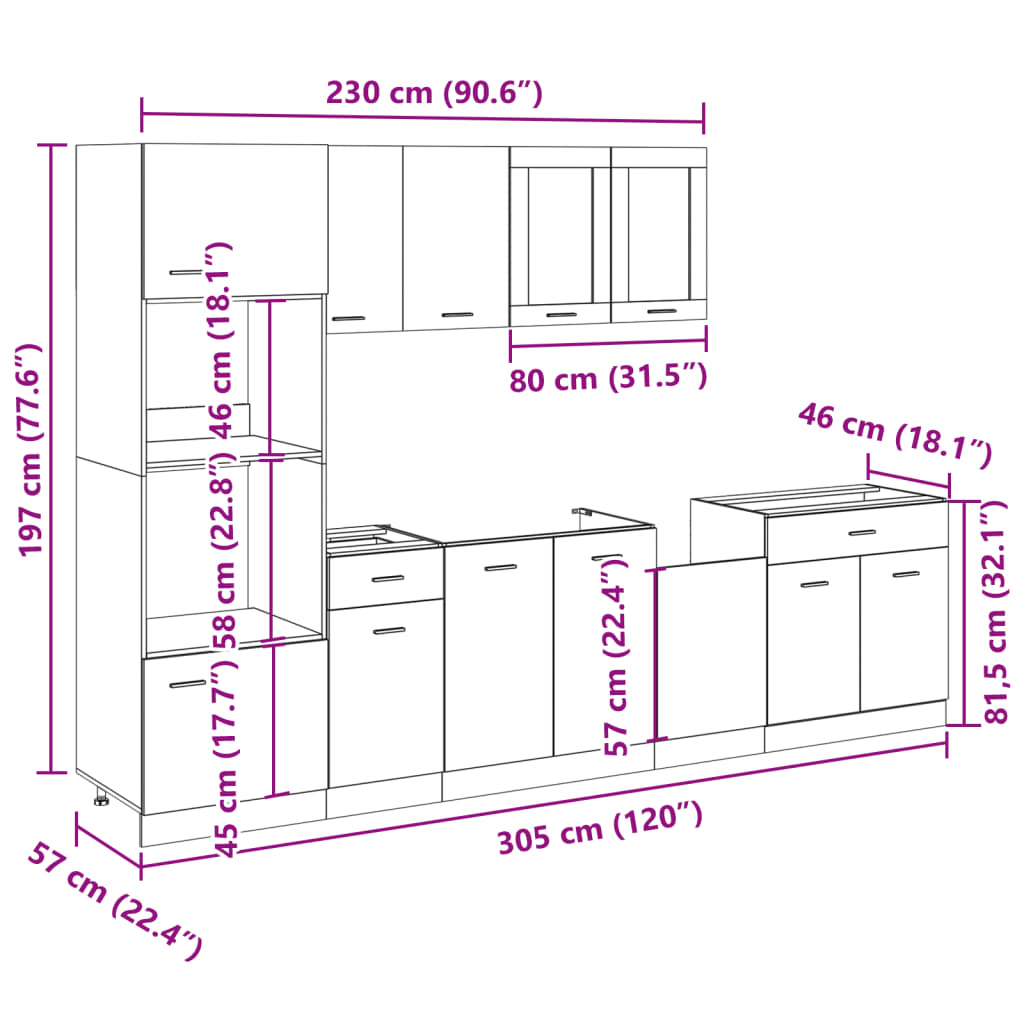 Set di Mobili Porta TV 7 pz Lyon Rovere Sonoma in Truciolato