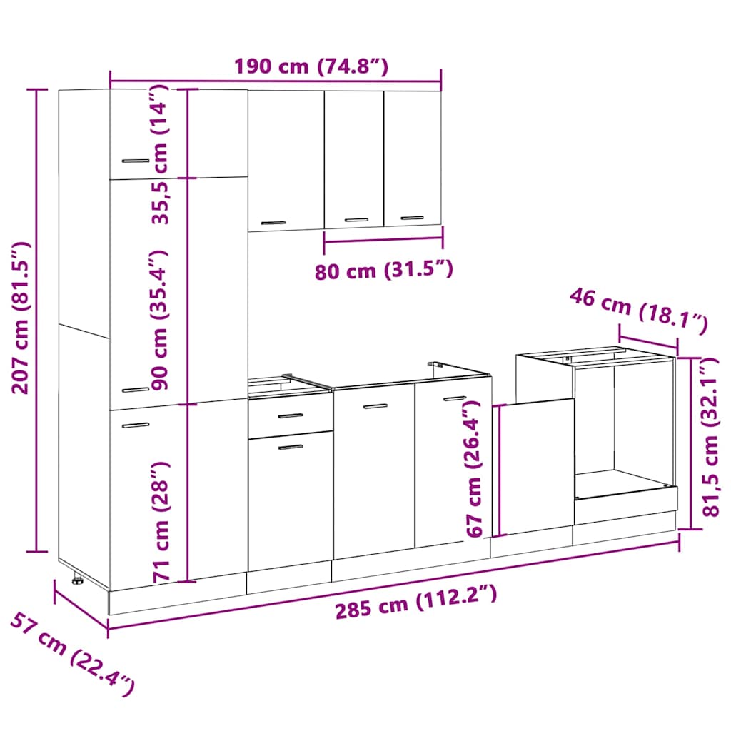Set di Mobili Porta TV 7 pz “Lyon” Rovere Sonoma in Truciolato