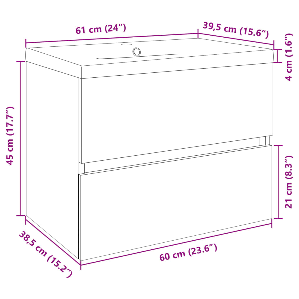 Set Mobili da Bagno 2 pz in Ceramica e Legno Multistrato | homemem39