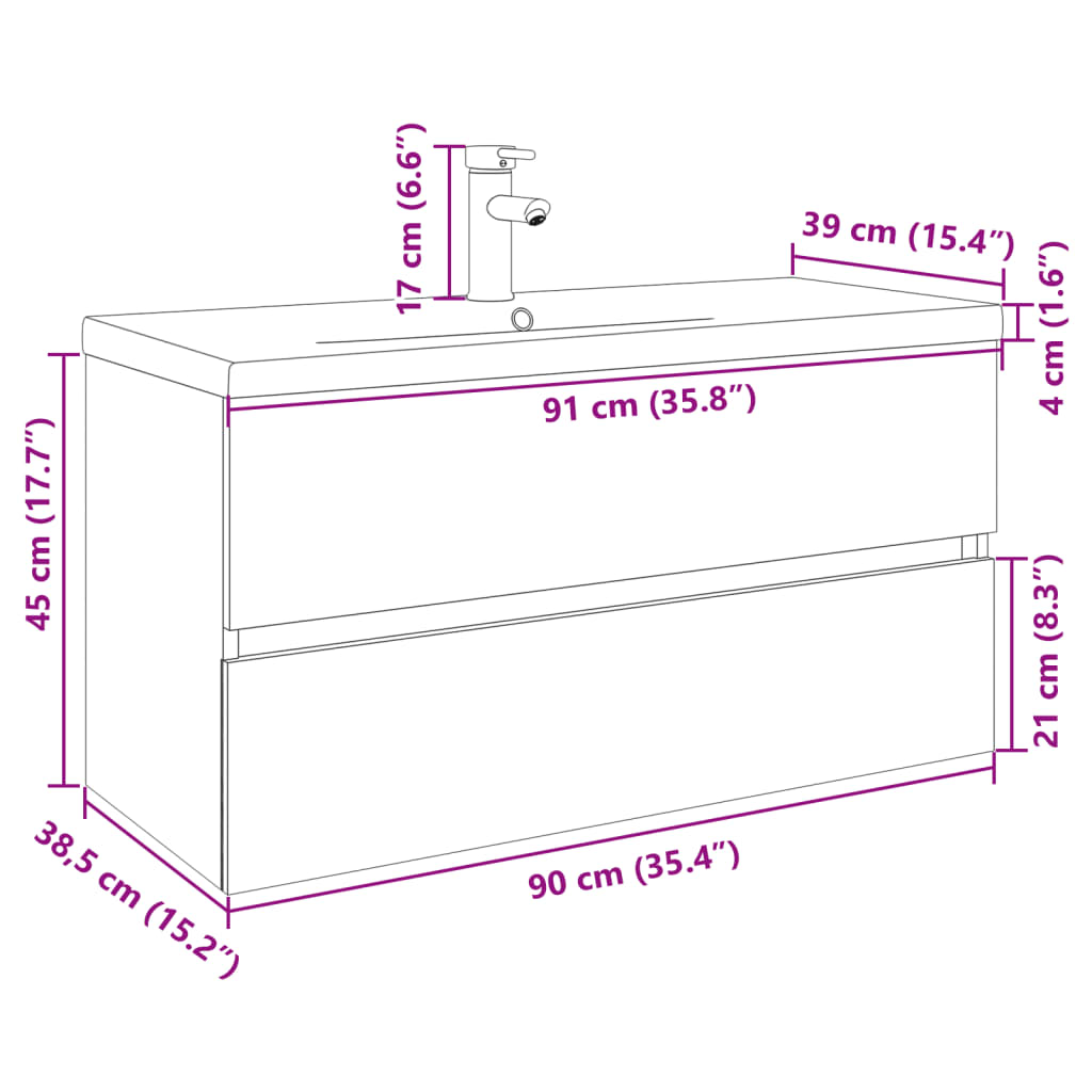 Set Mobili da Bagno 2 pz in Ceramica e Legno Multistrato
