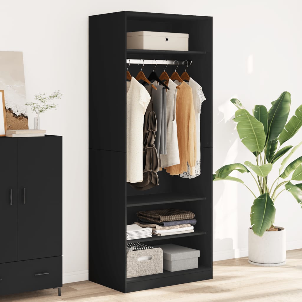 Armadio Nero 80x50x200 cm in Legno Multistrato - homemem39