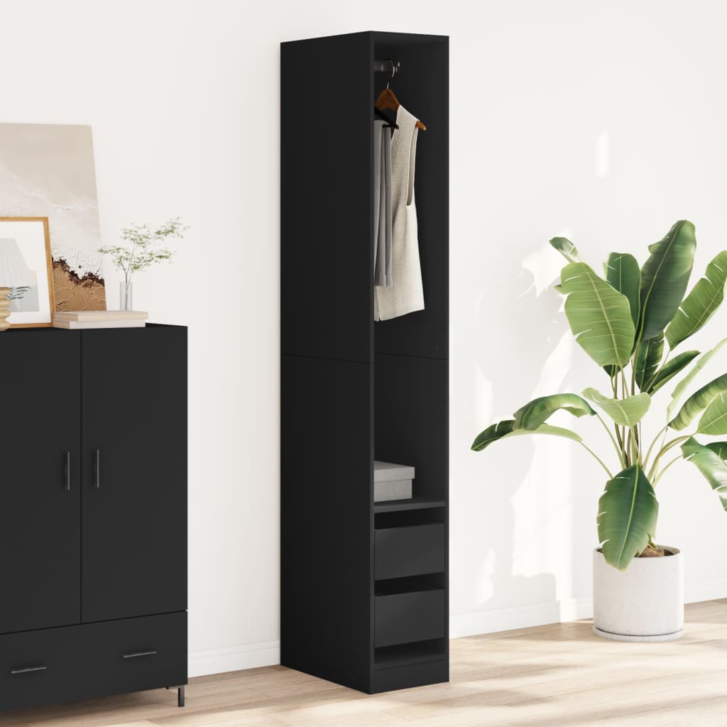 Armadio Nero 30x50x200 cm in Legno Multistrato - homemem39