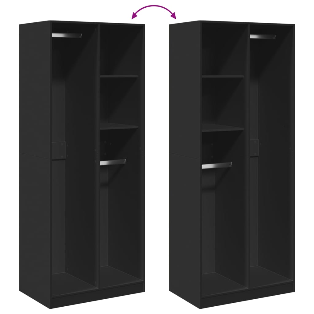 Armadio Nero 80x50x200 cm in Legno Multistrato - homemem39