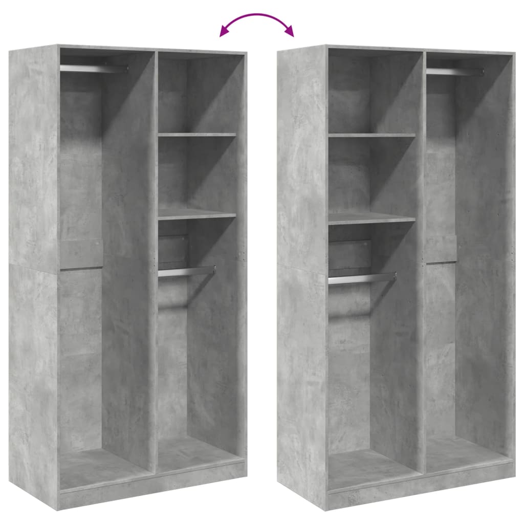 Armadio Grigio Cemento 100x50x200 cm in Legno Multistrato - homemem39