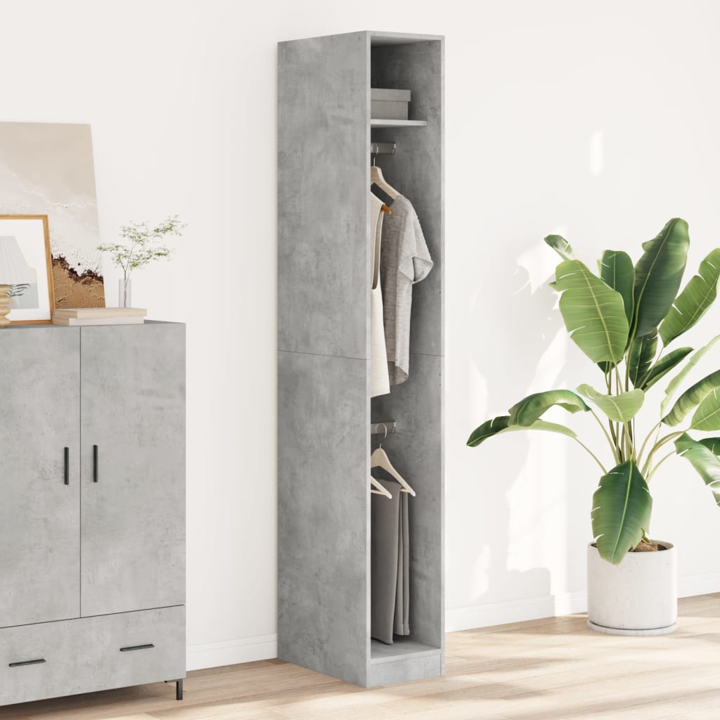 Armadio Grigio Cemento 30x50x200 cm in Legno Multistrato - homemem39