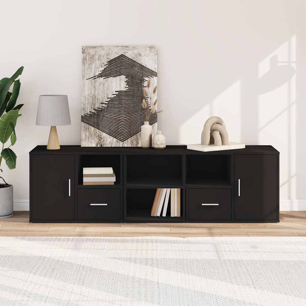 Mobile Angolare Nero 160x40x45 cm in Truciolato - homemem39