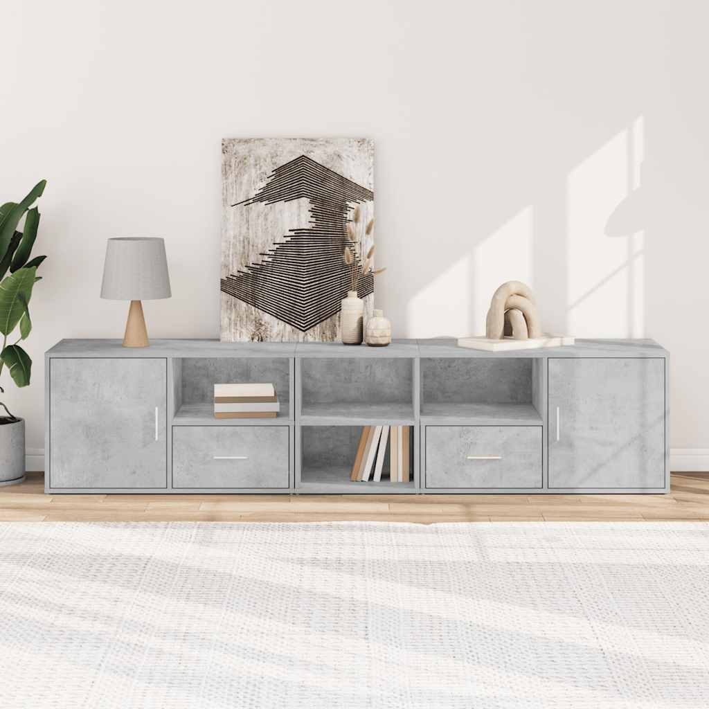 Mobile Angolare Grigio Cemento 200x40x45 cm in Truciolato - homemem39