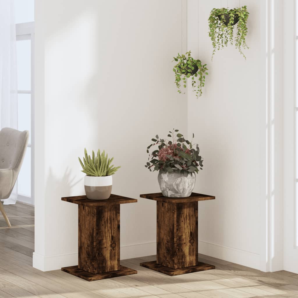 Supporti per Piante 2 pz Rovere Fumo 30x30x40 cm in Truciolato - homemem39