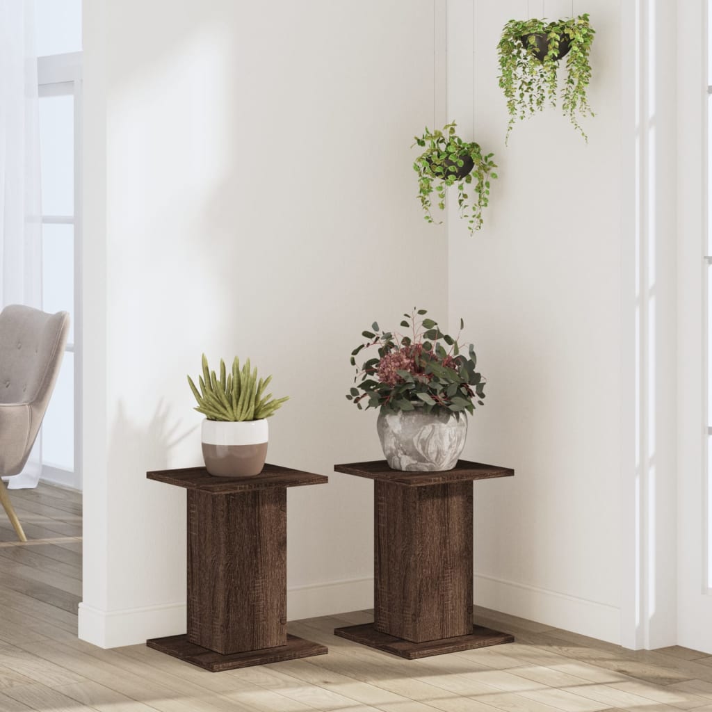 Supporti per Piante 2 pz Rovere Marrone 30x30x40 cm Truciolato - homemem39