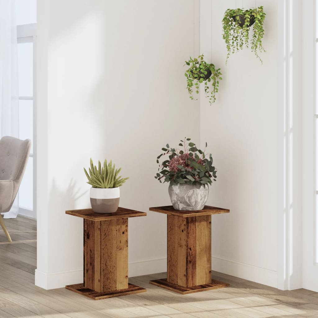 Supporti per Piante 2 pz Legno Vecchio 30x30x40 cm Truciolato - homemem39