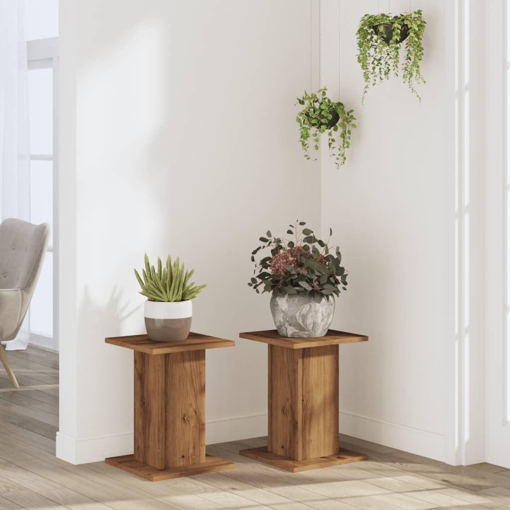 Supporti Piante 2 pz Rovere Artigianale 30x30x40 cm Truciolato - homemem39