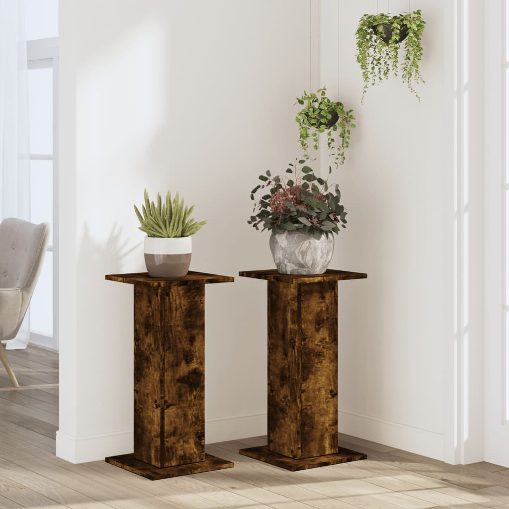 Supporti per Piante 2 pz Rovere Fumo 30x30x60 cm in Truciolato - homemem39