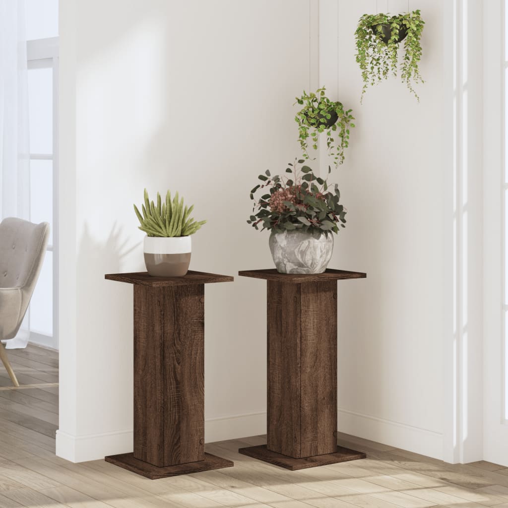 Supporti per Piante 2 pz Rovere Marrone 30x30x60 cm Truciolato - homemem39