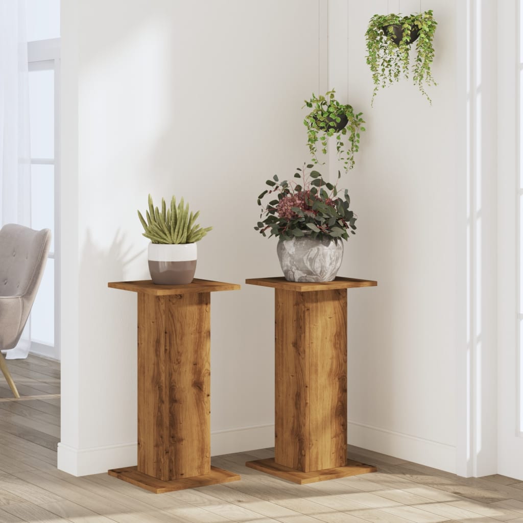 Supporti Piante 2 pz Rovere Artigianale 30x30x60 cm Truciolato - homemem39