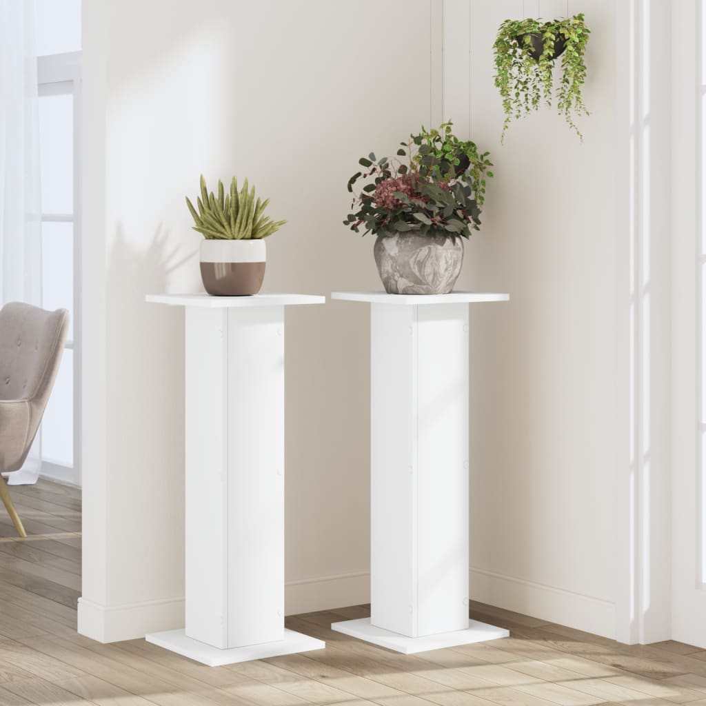 Supporti per Piante 2 pz Bianchi 30x30x80 cm Legno Multistrato - homemem39