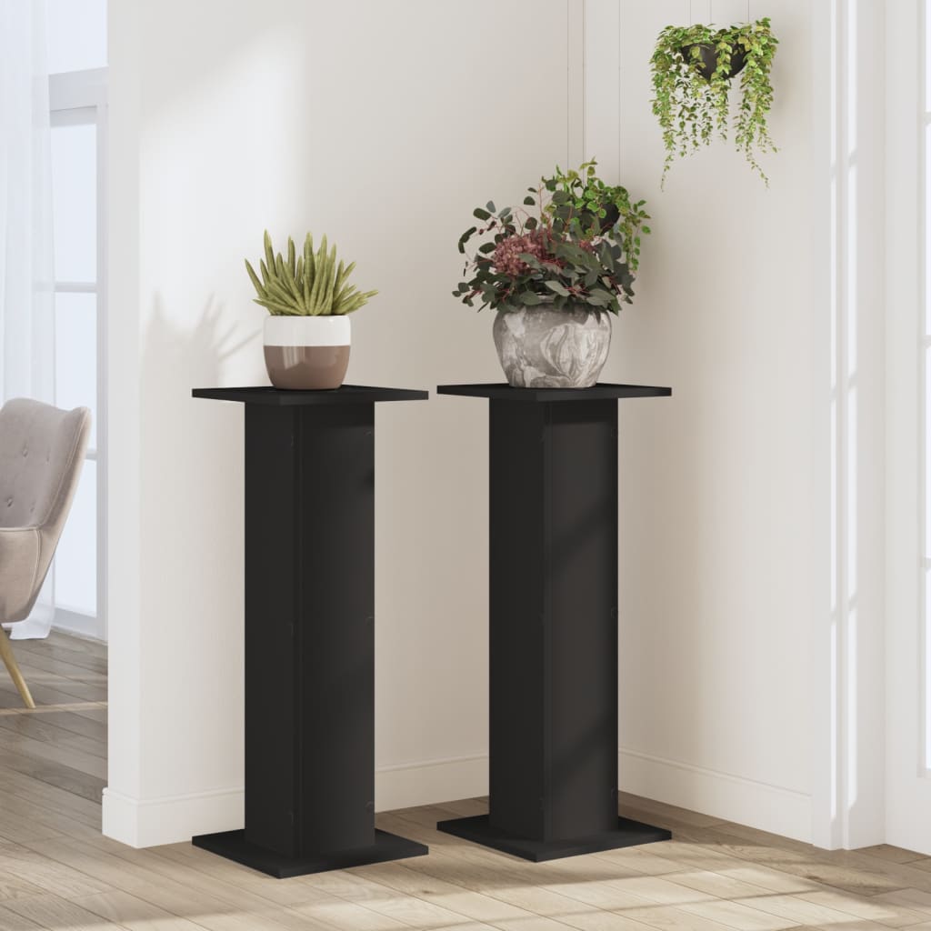 Supporti per Piante 2 pz Neri 30x30x80 cm Legno Multistrato - homemem39