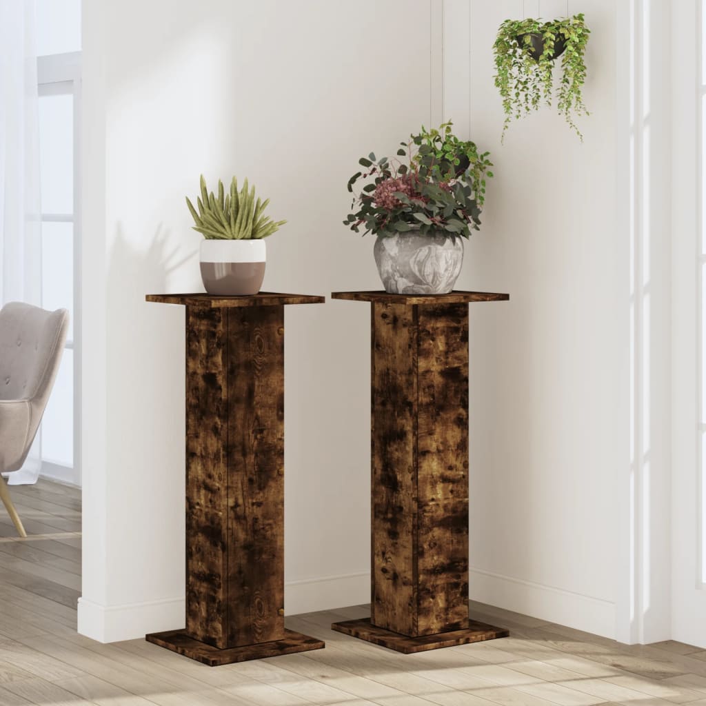 Supporti per Piante 2 pz Rovere Fumo 30x30x80 cm in Truciolato - homemem39